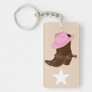 Trendy Rustic Western Cowgirl Boots Keychain