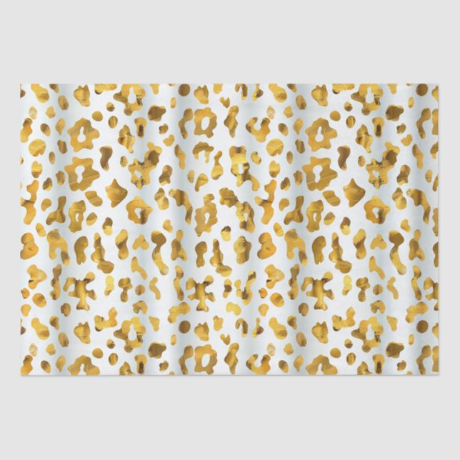 Trendy Safari Chic Gold Leopard Print Gift Tissue Paper (Front)