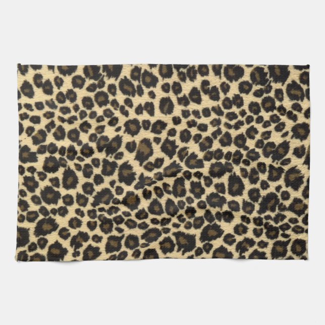 Trendy Safari Leopard Print Kitchen Towel (Horizontal)