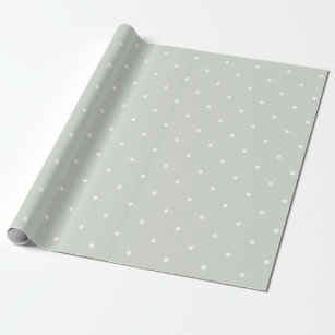 Trendy Sage Green and White Polka Dots Wrapping Paper