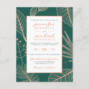 Trendy Sage Green Modern Branches Stylish Wedding Invitation Postcard