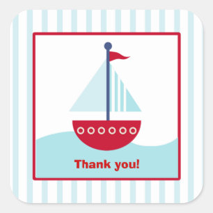 Trendy Sailboat Square Favour Stickers (6 Large)