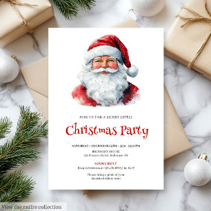 Trendy Santa Claus Watercolor Kids Party Invites