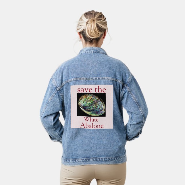 Trendy Save The White Abalone Quote Denim Jacket (Model)