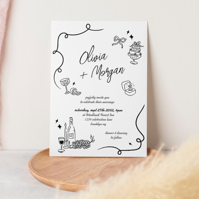 Trendy Scribble Doodle Script Wedding Invitation (Creator Uploaded)