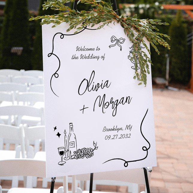 Trendy Scribble Doodle Script Wedding Welcome Poster (Creator Uploaded)