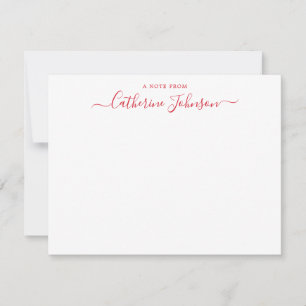 Trendy Script Calligraphy A Note From Bright Red Card