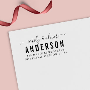 Trendy Script Couple Bold Last Name Return Address Self-inking Stamp