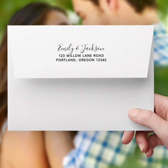Trendy Script Couple Name Return Address Envelope (Creator Uploaded)