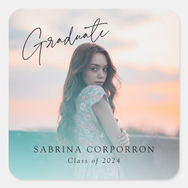 Trendy Script Graduate Sticker (Front)