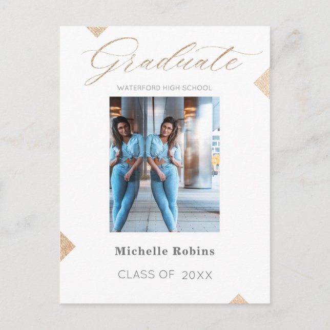 Trendy Script High School Graduation Announcement Postcard (Front)