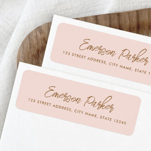 Trendy script light blush pink return address