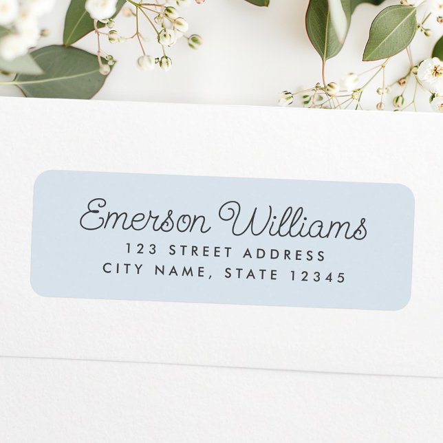 Trendy script light dusty blue return address (Trendy script light dusty blue return address label)