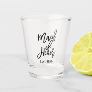 Trendy Script "Maid of Honour" Personalized Shot Glass