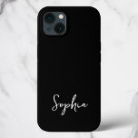 Trendy Script Modern Custom Signature Name Black  iPhone 13 Case<br><div class="desc">Fresh and stylish,  this trendy signature script design features your custom name in stylish minimalist black and white. Personalize with your custom background colour by using the editing tool at the bottom of the personalization tab and make this your own unique,  perfect accessory!</div>