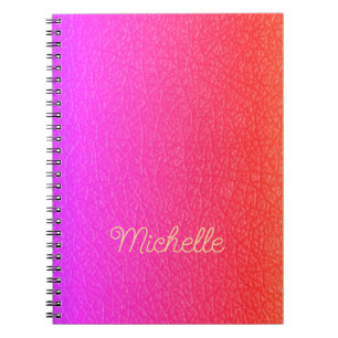 Trendy script name personalized hot pink notebook