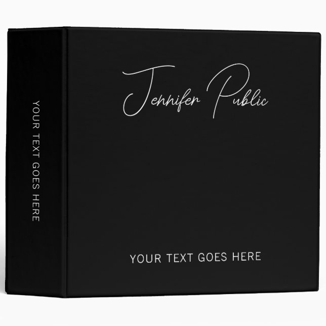 Trendy Script Name Text Logo Here Elegant Binder (Front/Spine)