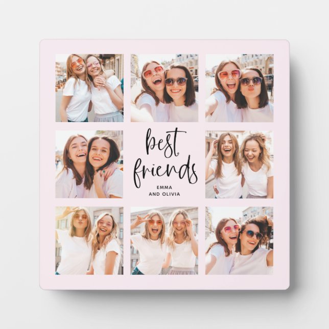Trendy Script on Blush | Multi Photo Best Friends Plaque (Front)