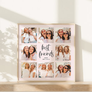 Trendy Script on Blush Multi Photo Best Friends Poster