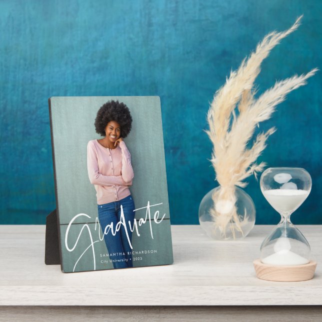 Trendy Script Overlay | Graduation Photo Plaque (Side)