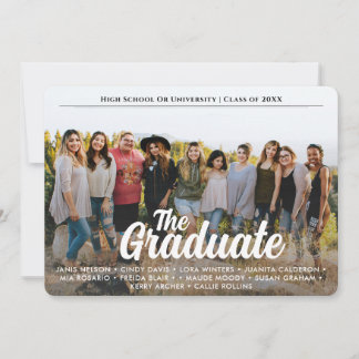Trendy Script Overlay | One Photo Group Graduation Announcement