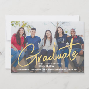 Trendy Script Overlay One Photo Group Graduation Announcement