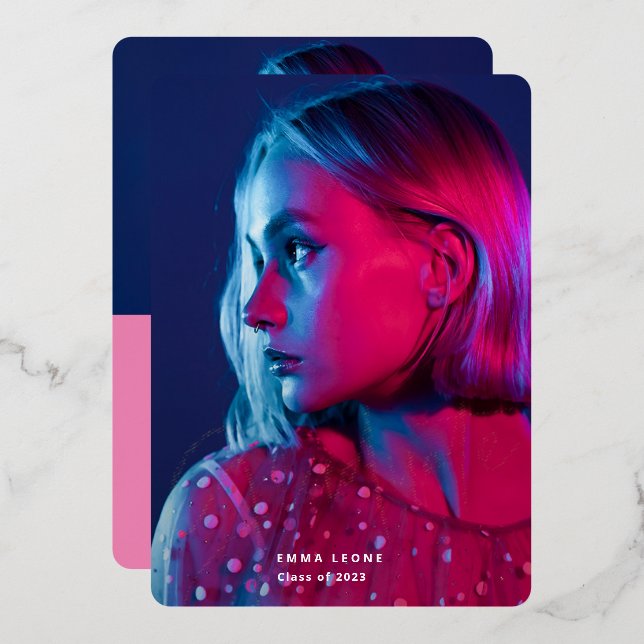 Trendy Script Overlay | Two Photo Graduation Gold (Front/Back)