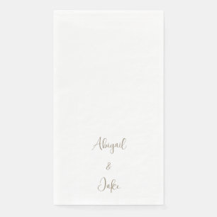 Trendy Script Personalized Gold Text Wedding  Napkin