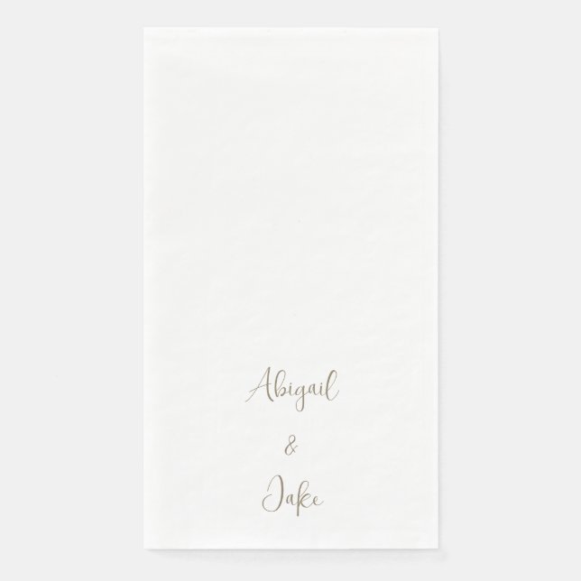 Trendy Script Personalized Gold Text Wedding  Napkin (Front)