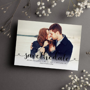 Trendy Script Photo Wedding Save the Date