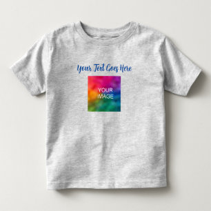 Trendy Script Text Name Upload Your Own Image Grey Toddler T-shirt