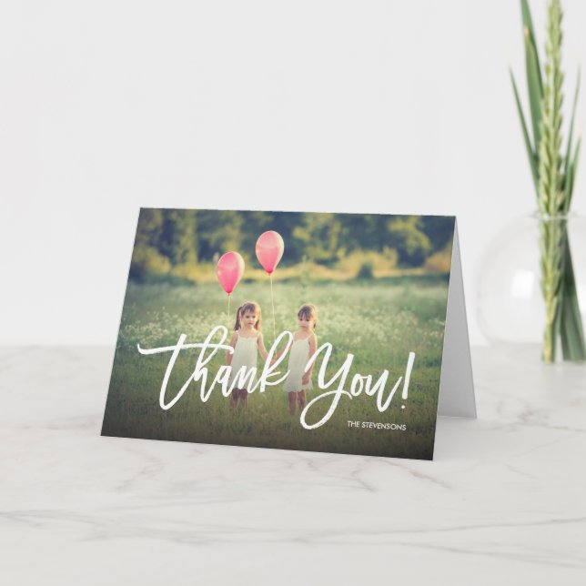 Trendy Script Thank You Full Bleed Photo (Front)