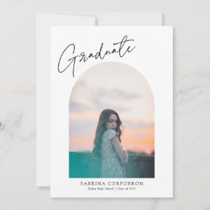 Trendy Script with Arch Two Photo Graduation Anno Announcement