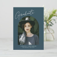 Trendy Script with Arch Two Photo Graduation Anno