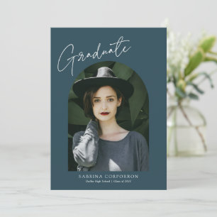 Trendy Script with Arch Two Photo Graduation  Anno Announcement