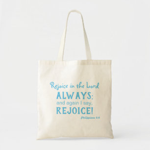 Trendy Scripture Rejoice in the Lord Tote Bag