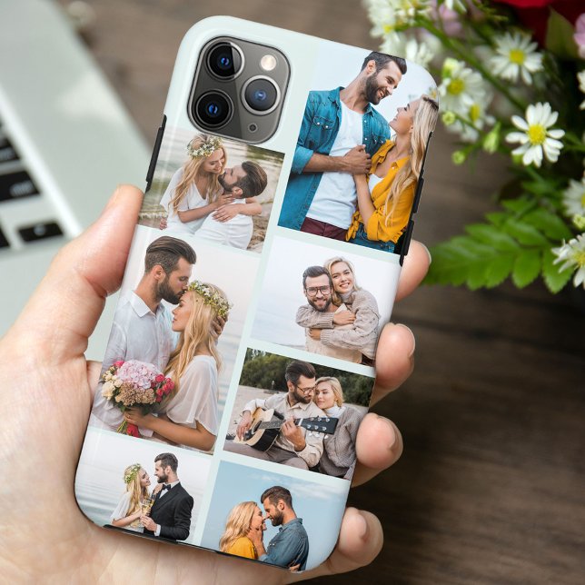Trendy Seafoam 7 Photo Collage Case-Mate iPhone Case (Creator Uploaded)