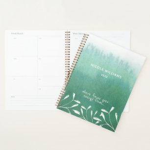 Trendy Seafoam Green Ombre Watercolor Planner