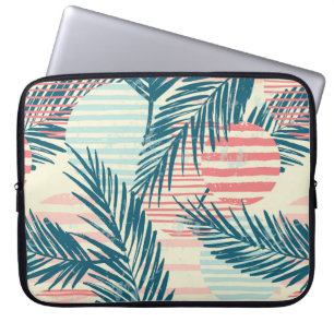 Trendy seamless exotic pattern with palm and hand laptop sleeve