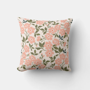 Trendy seamless vintage floral pattern. Endless pr Throw Pillow