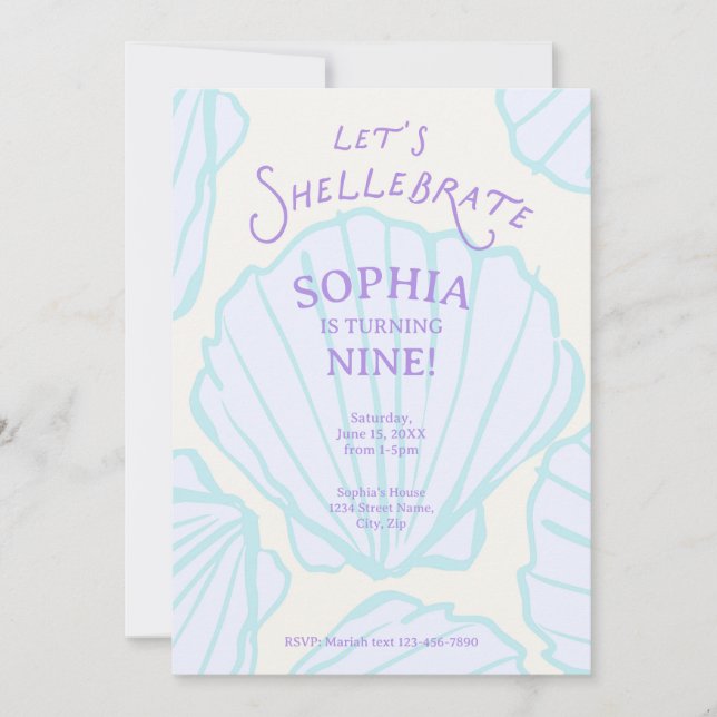 Trendy Seashell Birthday Invitation (Front)