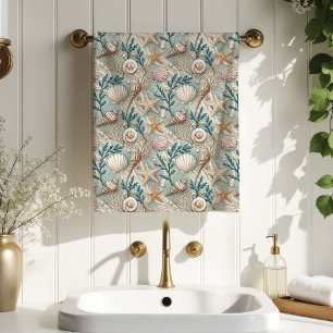 Trendy Seaside Towel Pastel Maritime Bath Vibe