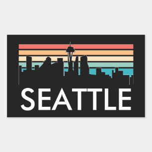 Trendy Seattle Washington Retro Sunset Skyline Sticker