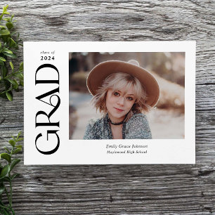 Trendy Serif Two Photos Graduation Announcement