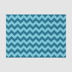 Trendy Shades of Blue Chevron Pattern Tissue Paper