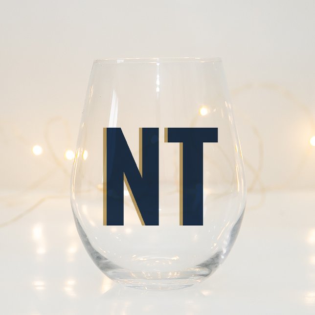 Trendy Shadow Monogram Wedding Customized Stemless Stemless Wine Glass (Creator Uploaded)