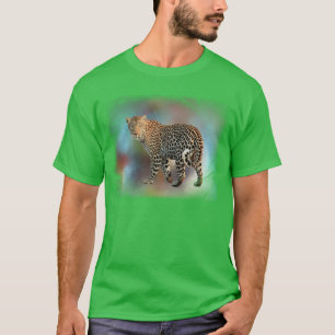 Trendy Shamrock Green Colour Leopard Elegant T-Shirt