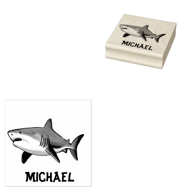 Trendy Shark  Personalized  Rubber Stamp (Stamped)