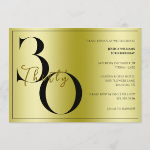 Trendy Shiny Modern unisex 30th Birthday  Invitation
