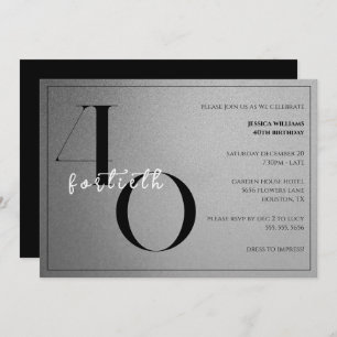 Trendy Shiny Modern Unisex 40th Birthday Invitation